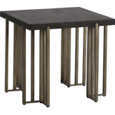 Alto End Table in Oak Veneer & Antique Brass Steel